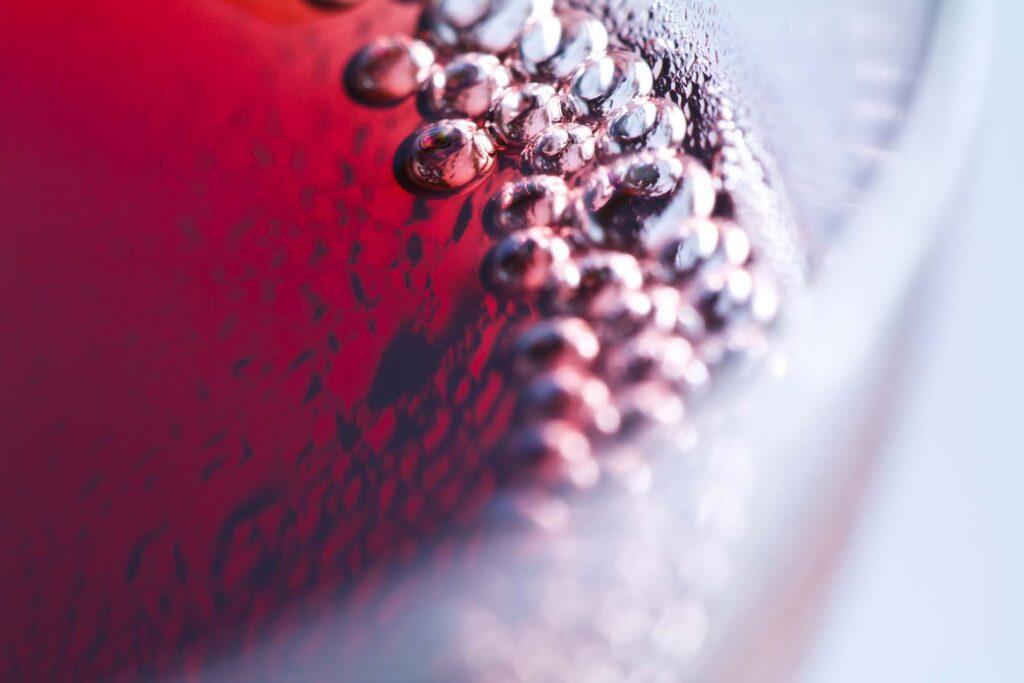 red wine bubbles, close-up shot